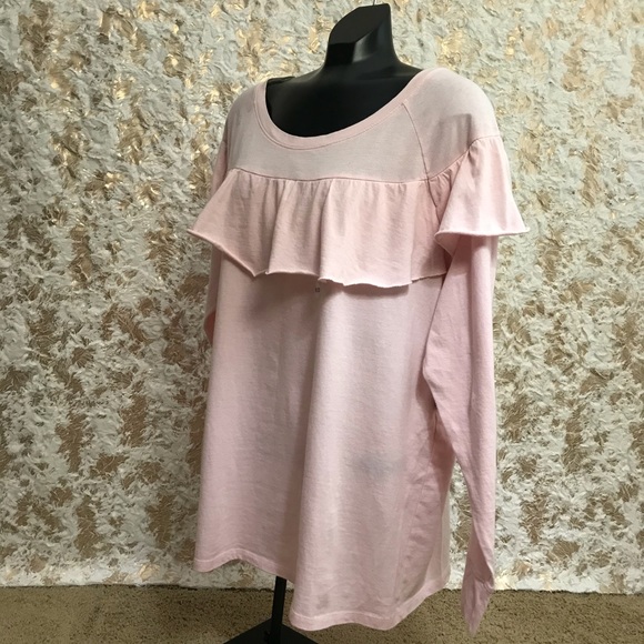 Pink Ruffle-Yoke Long Sleeve Tee-Size 18/20 - Picture 5 of 9